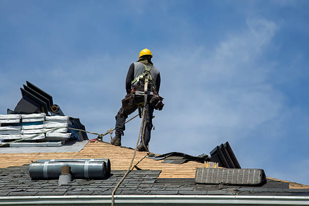 Professional Gutter Installation technician working in Central Village, CT